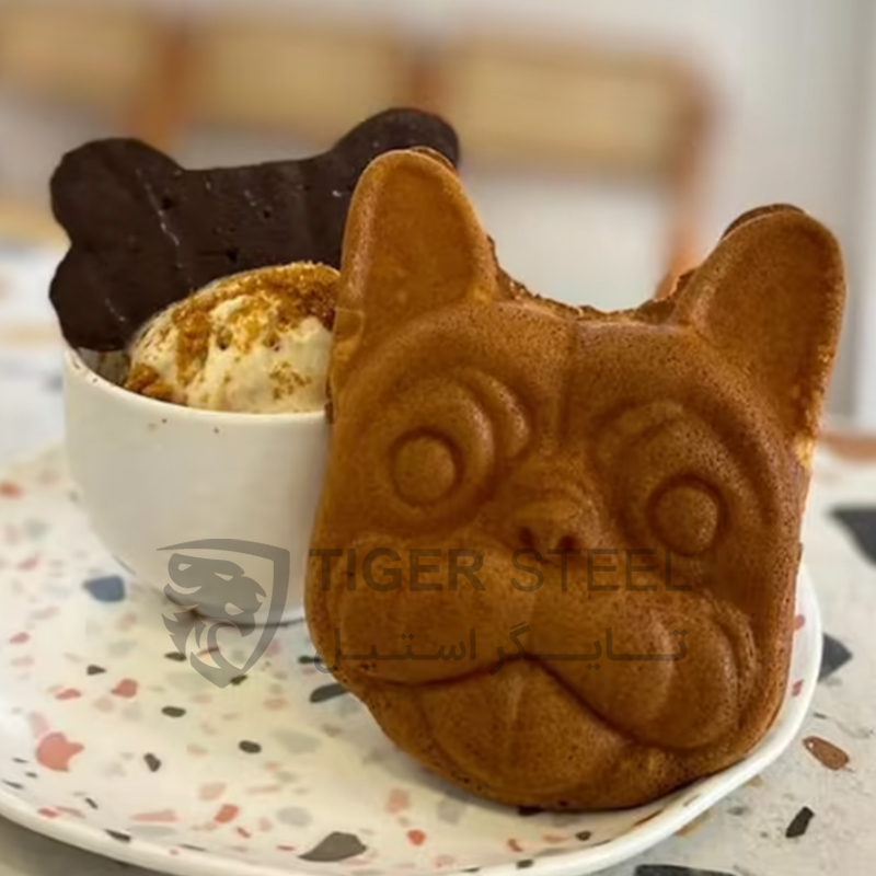 نمونه وافل پخته شده با این وافل ساز طرح سگ بست برای کوذکان 