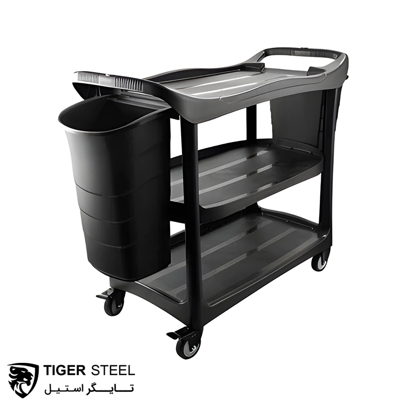 ترولی پلاستیکی طرح Carlise با 2سطل مشکی