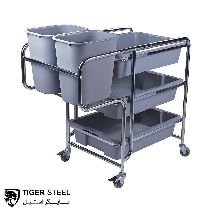 ترولی ظروف کثیف ۳ طبقه بزرگ مدل AB1519