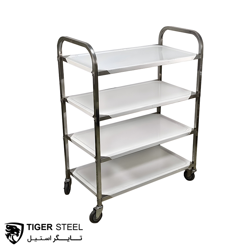 ترولی استیل بیمارستانی تخت ۴ طبقه چینی مدل SST4A